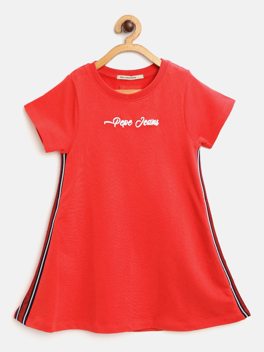 

Pepe Jeans Girls Red Cotton Tunic with Side Taping