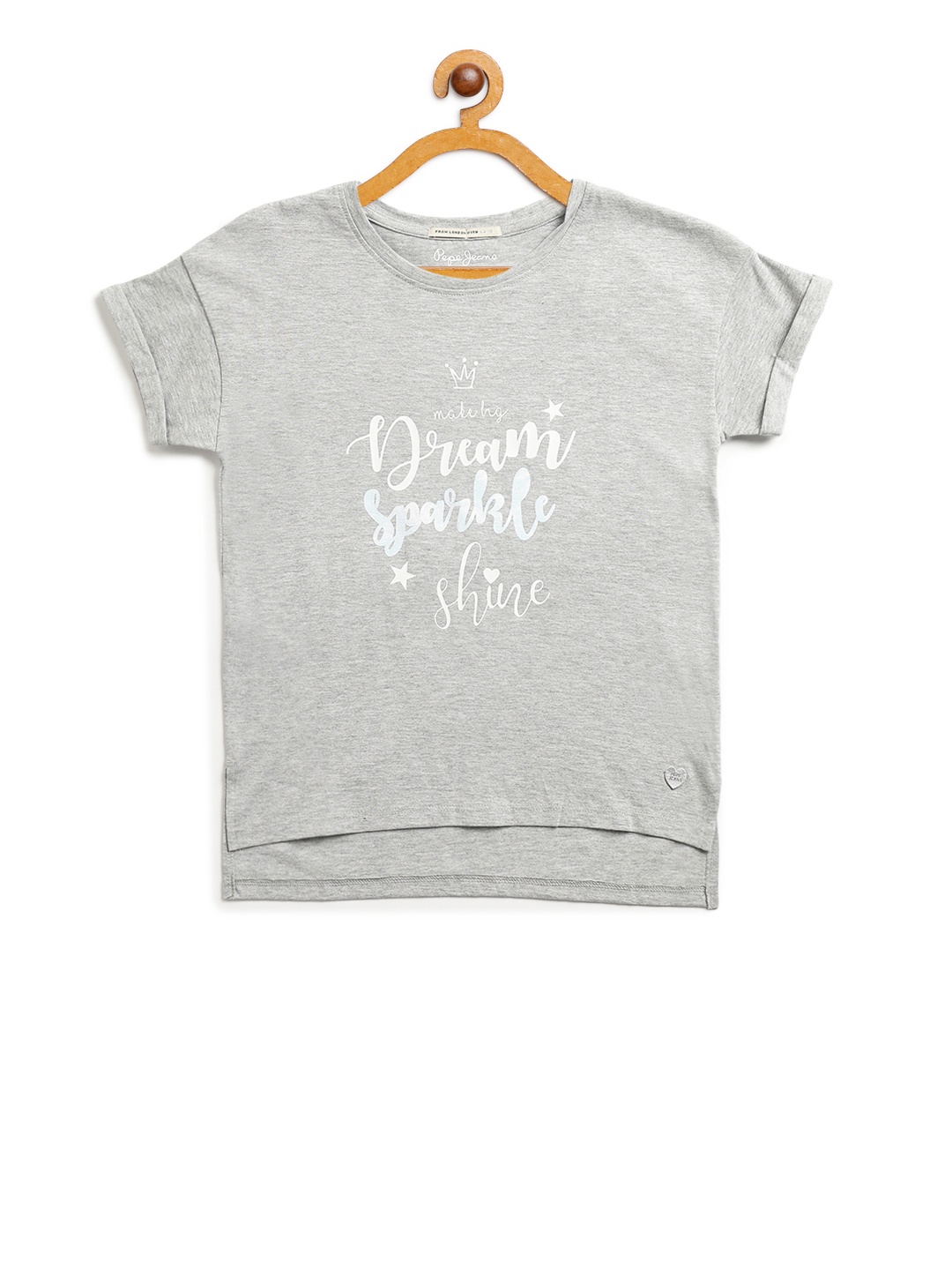 

Pepe Jeans Girls Grey Typography Printed T-shirt