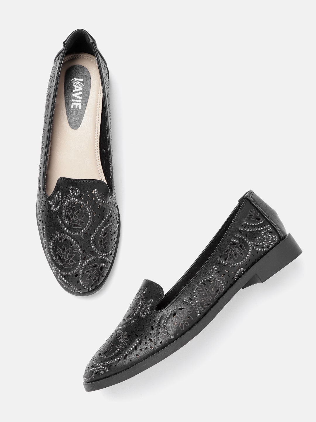 

Lavie Women Black Embellished Cut-Out Flats