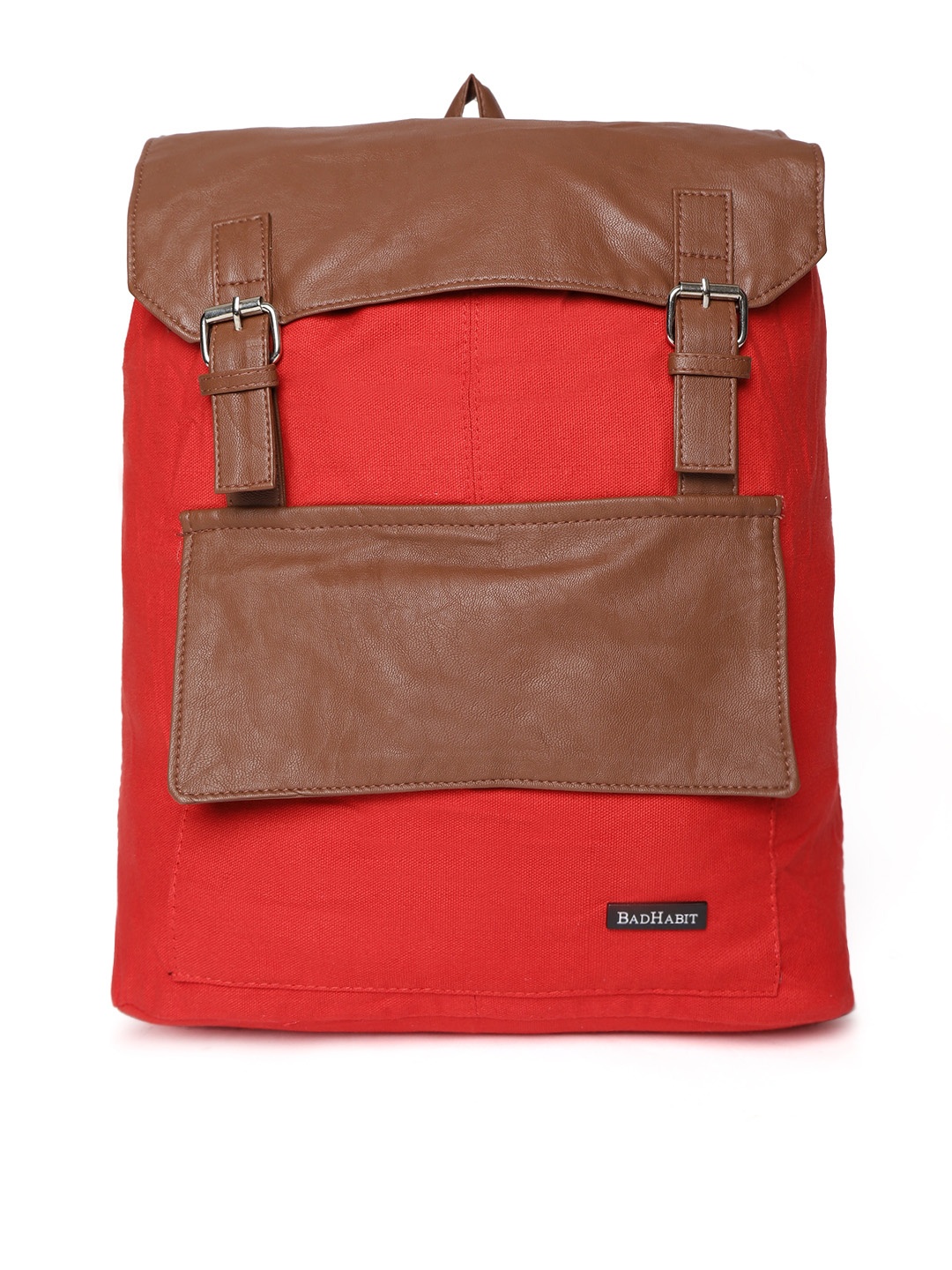 

BAD HABIT Unisex Red & Brown Colourblocked Backpack