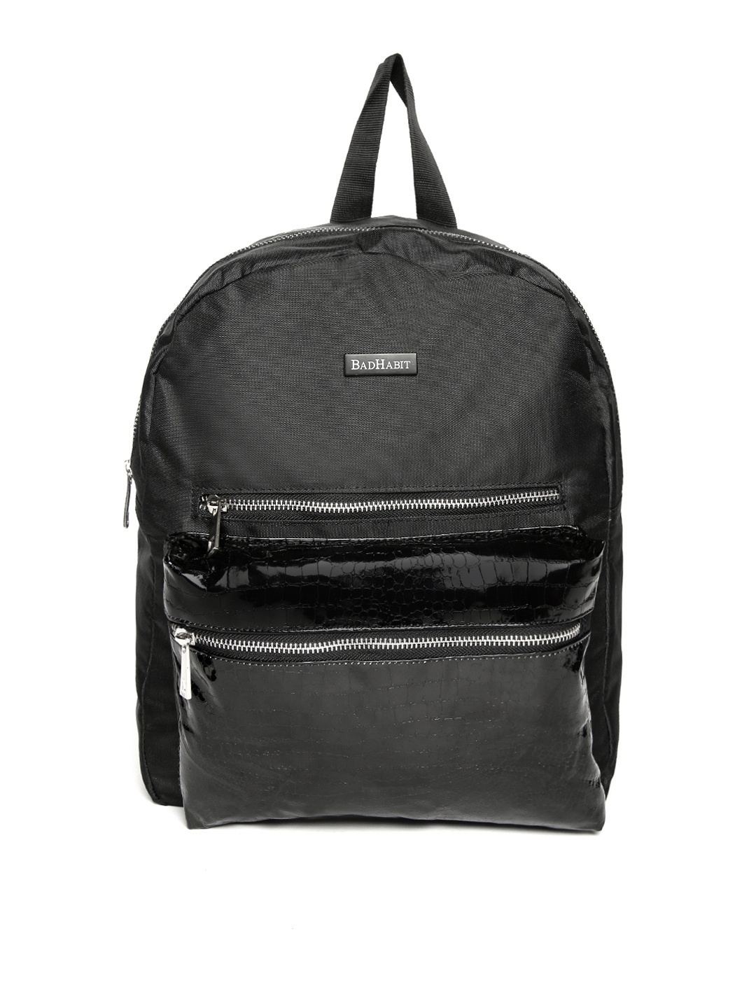 

BAD HABIT Unisex Black Croc Textured Backpack