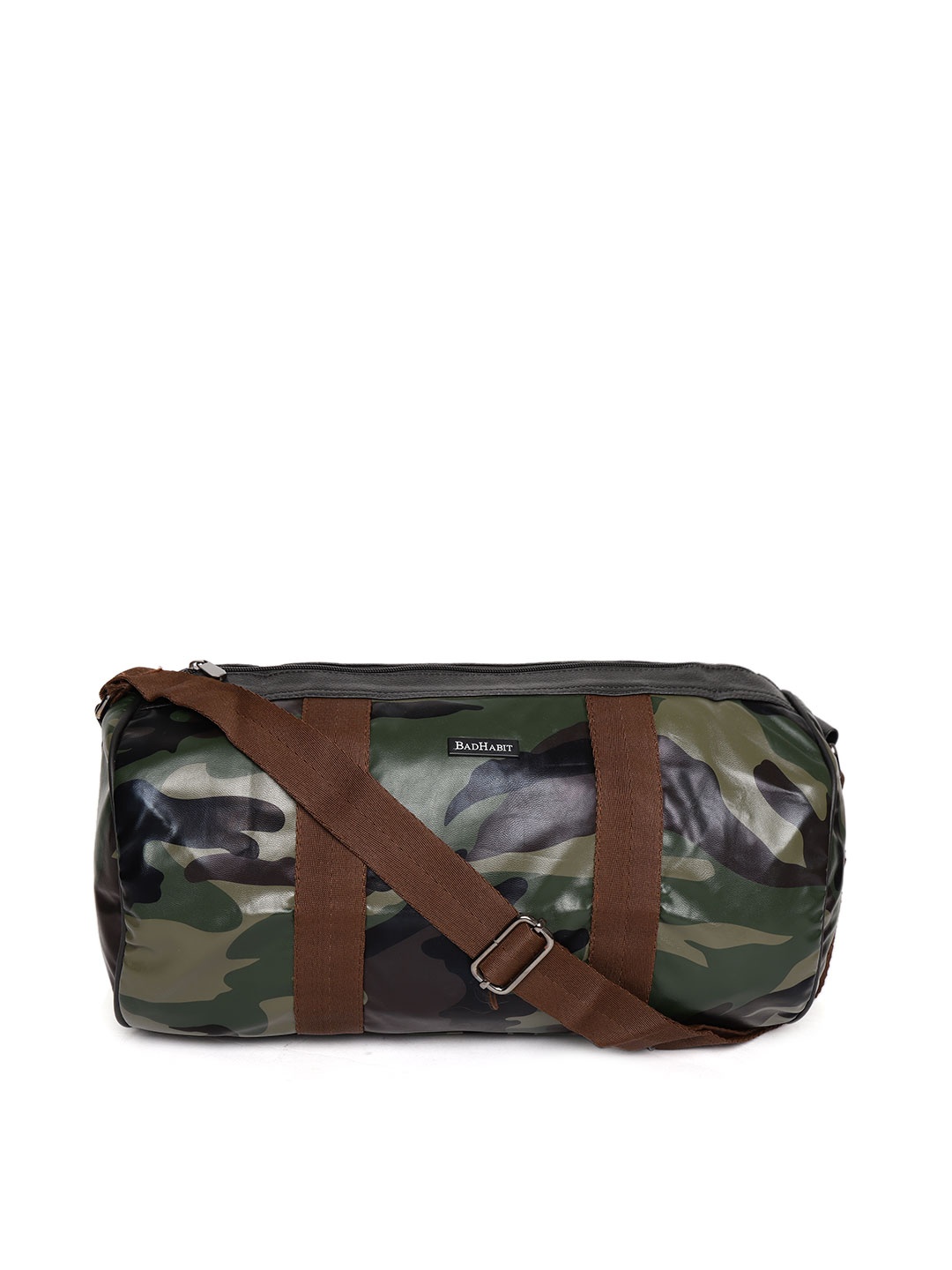 

BAD HABIT Unisex Olive Green & Black Camouflage Print Duffel Bag