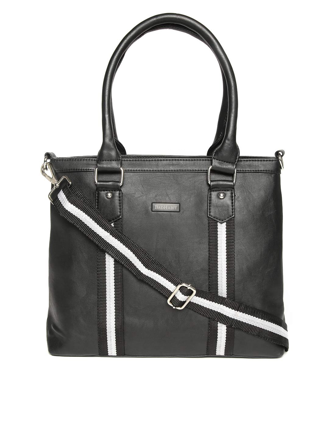 

BAD HABIT Black Solid Laptop Shoulder Bag