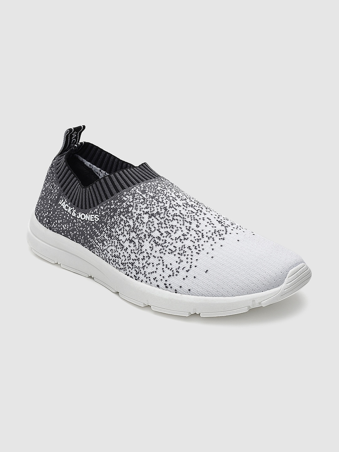 

Jack & Jones Men Off-White & Grey Printed Slip-On Sneakers