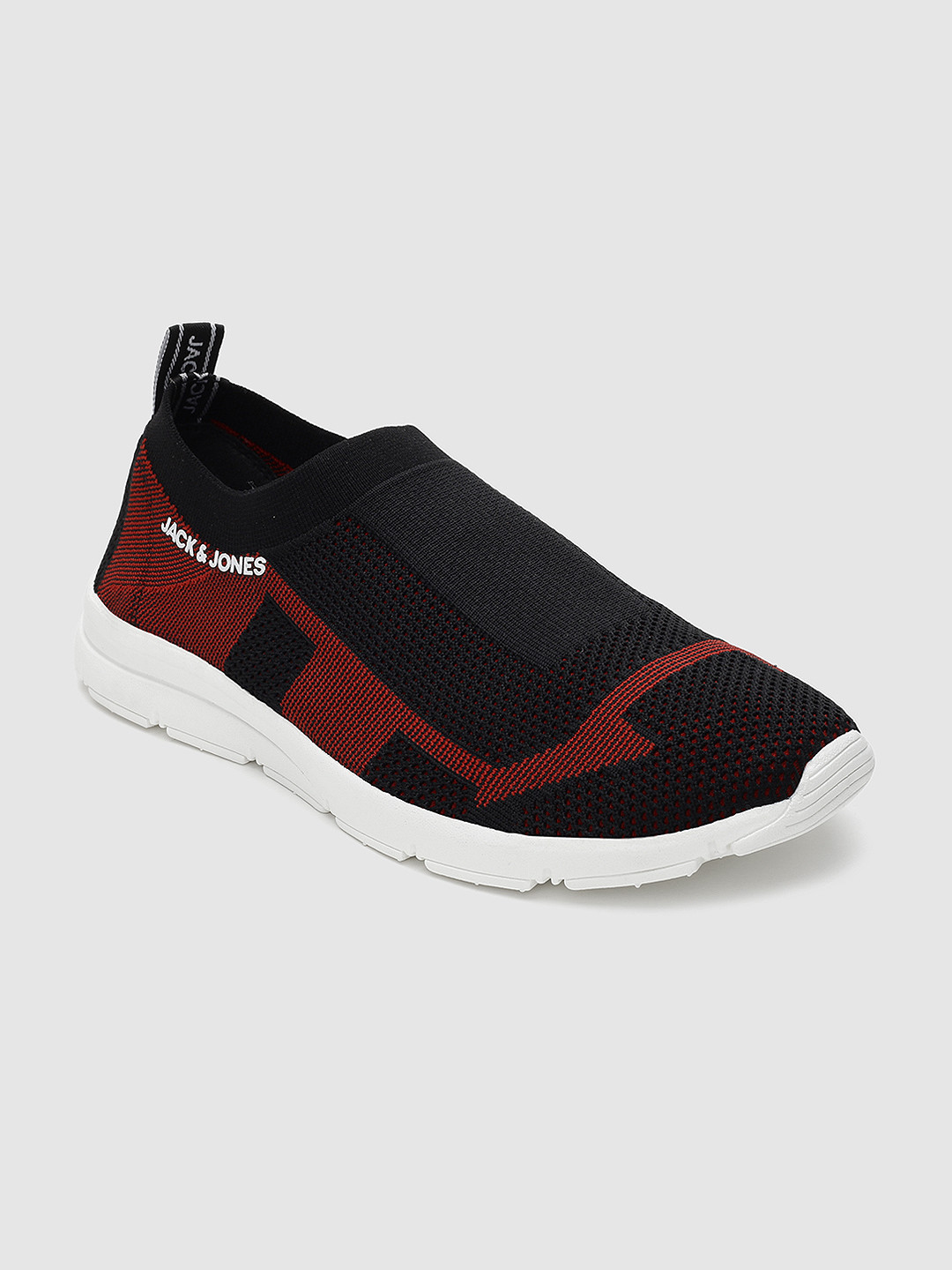 

Jack & Jones Men Black And Maroon Printed Slip-On Sneakers