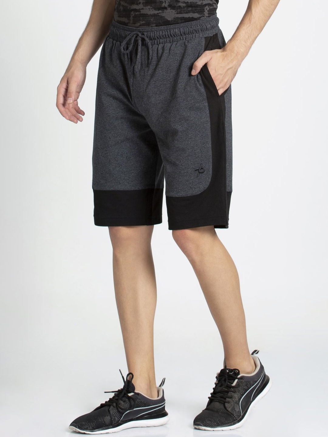 

Jockey Men Charcoal Grey Colourblocked Regular Fit Sports Shorts