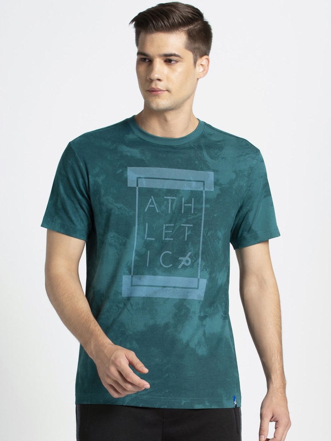 

Jockey Men Teal Printed Round Neck T-shirt