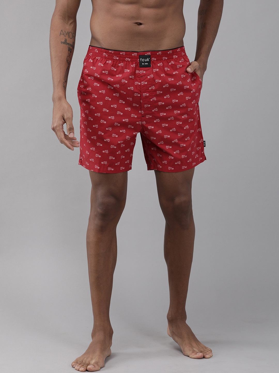 

FCUK Men Red & Off-White Printed Pure Cotton Boxers M3ABI