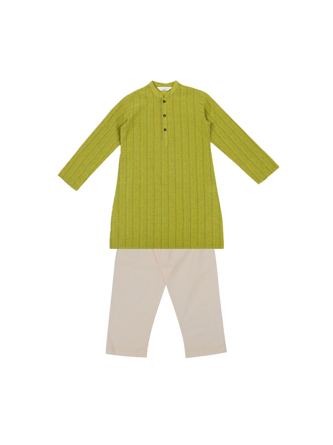 

indus route by Pantaloons Boys Green & Off-White Printed Kurta with Pyjamas