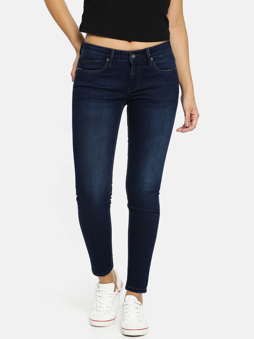 

Pepe Jeans Women Navy Blue Caitlin Lola Skinny Fit Mid-Rise Clean Look Stretchable Jeans