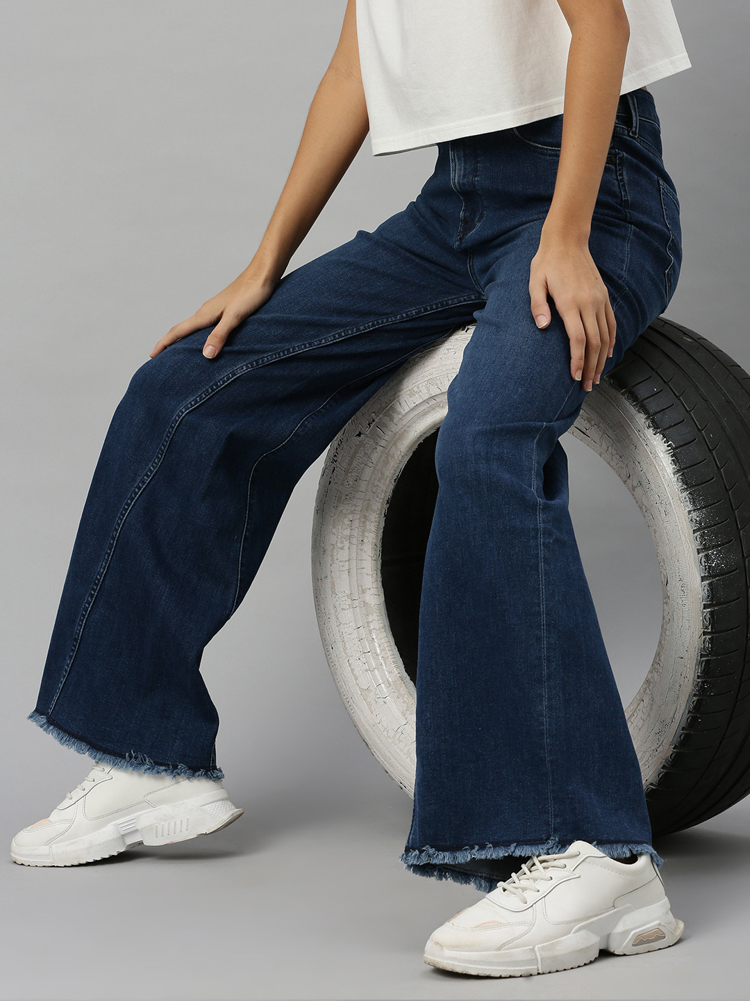 

Pepe Jeans Women Blue COKA Wide Leg High-Rise Clean Look Stretchable Jeans