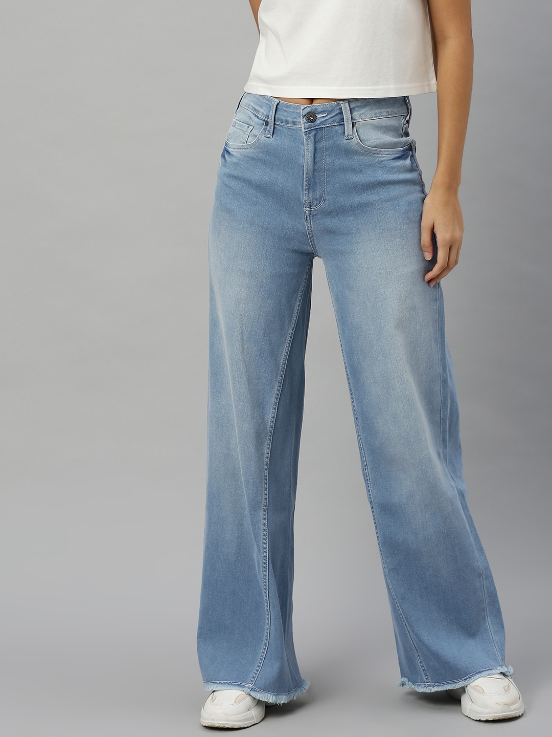 

Pepe Jeans Women Blue DAMIA Wide Leg High-Rise Clean Look Stretchable Jeans