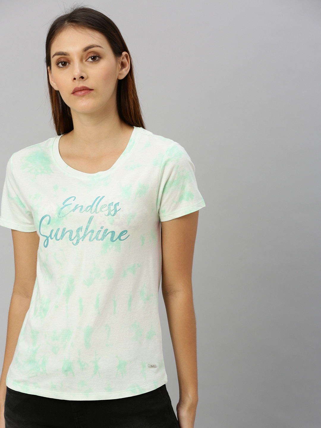

Pepe Jeans Women Sea Green Dyed Round Neck T-shirt