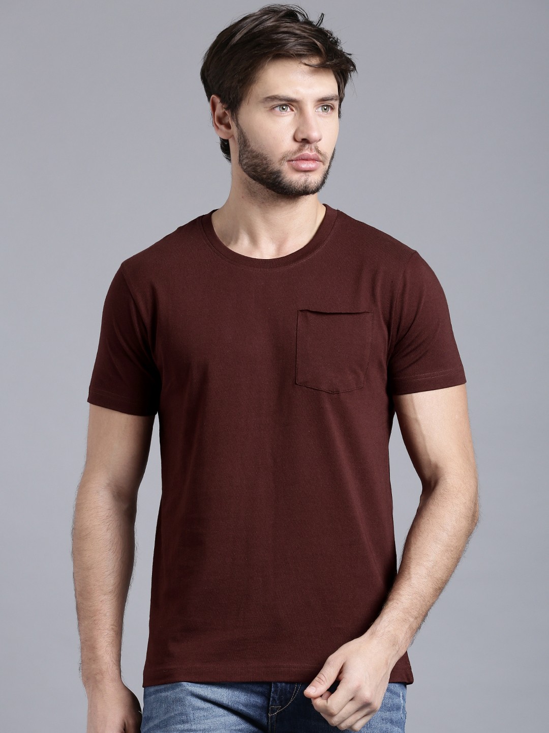 

Moda Rapido Maroon Pure Cotton T-shirt