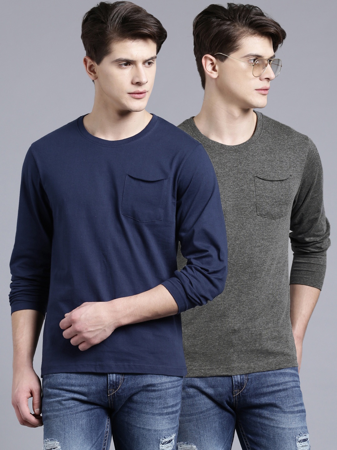 

Moda Rapido Pack of 2 Lightweight Pure Cotton T-shirts, Charcoal
