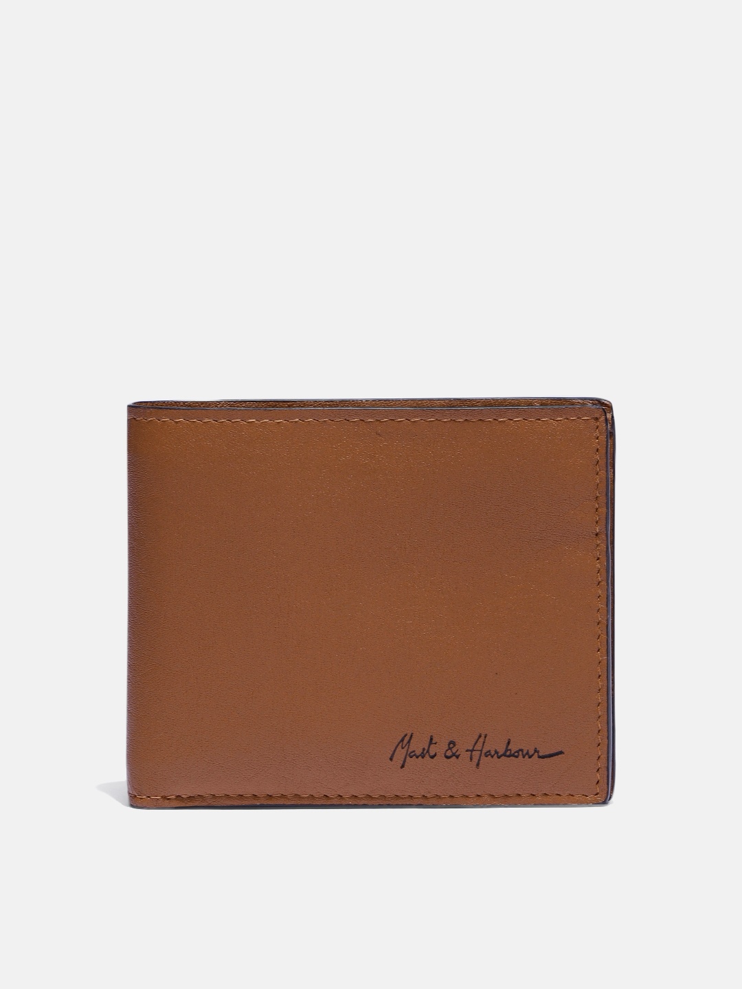 

Mast & Harbour Men Tan-Brown Solid Leather Two Fold Wallet