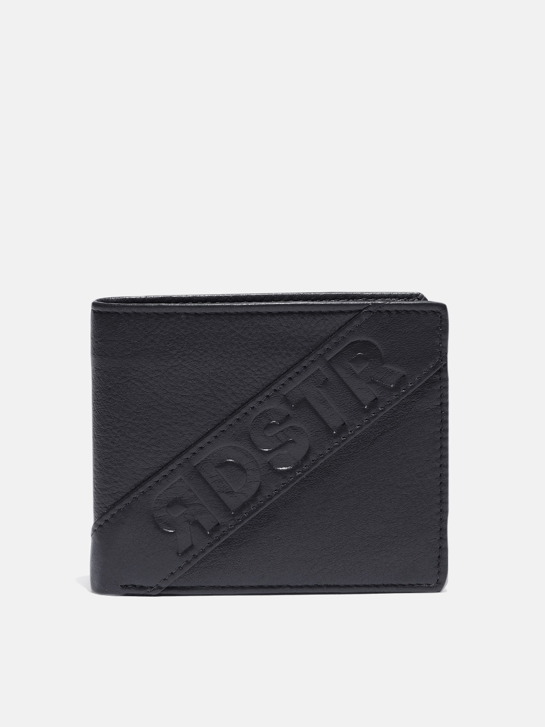 

Roadster Men Navy Blue Solid Leather Two Fold Wallet