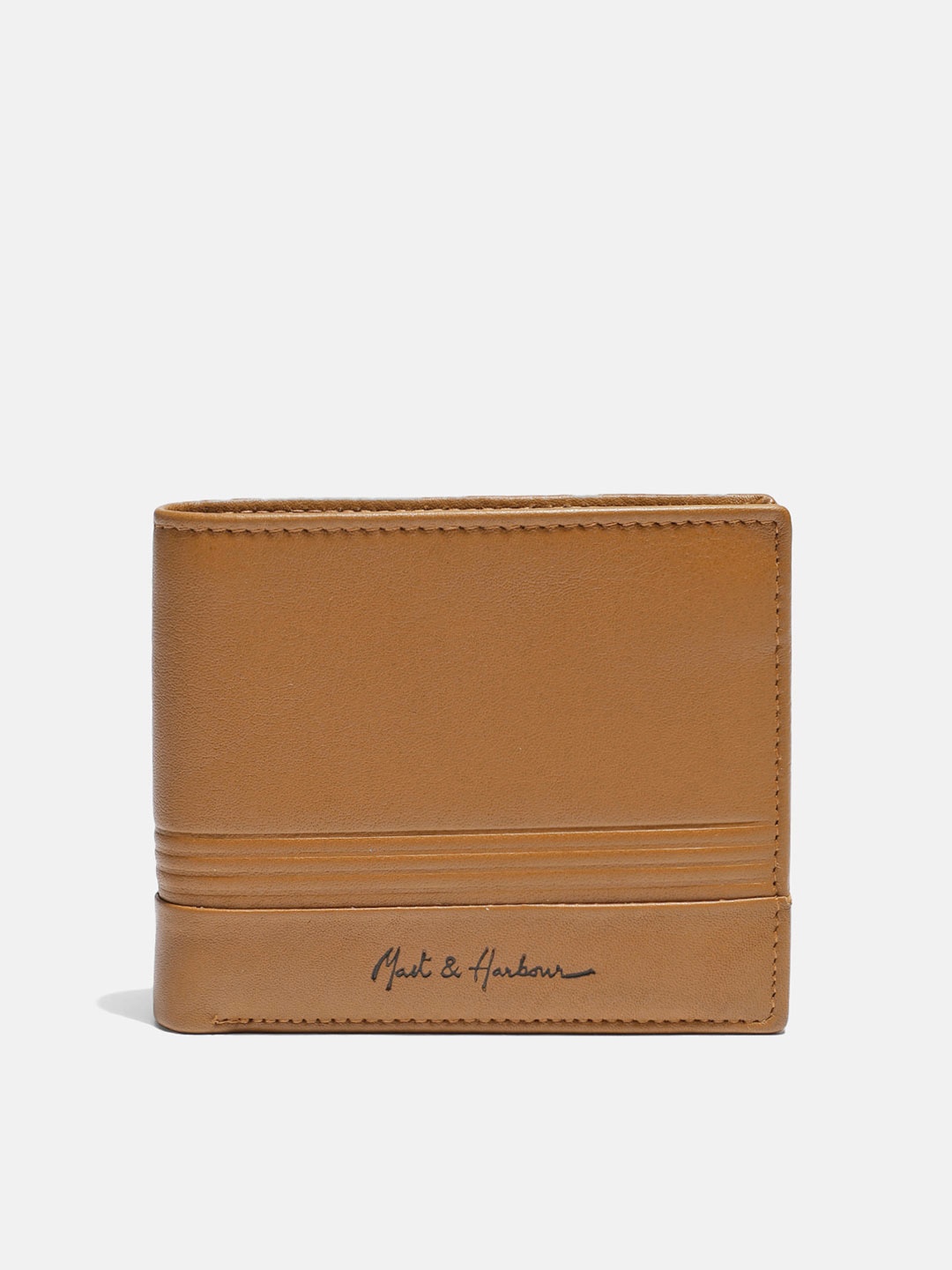 

Mast & Harbour Men Tan Brown Solid Genuine Leather Two Fold Wallet