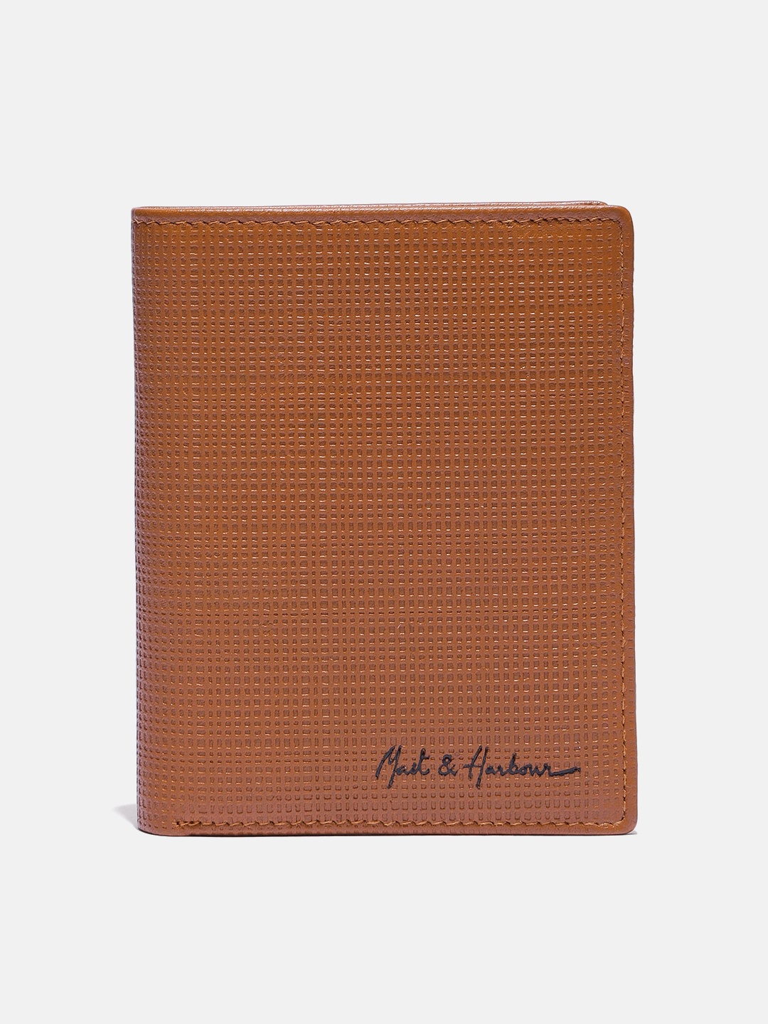 

Mast & Harbour Men Tan-Brown Textured Leather Two Fold Wallet