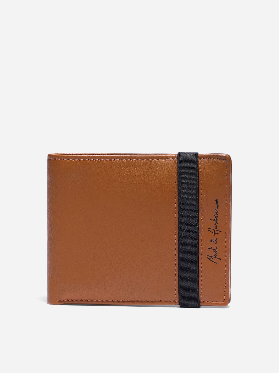 

Mast & Harbour Men Tan Solid Leather Two Fold Wallet