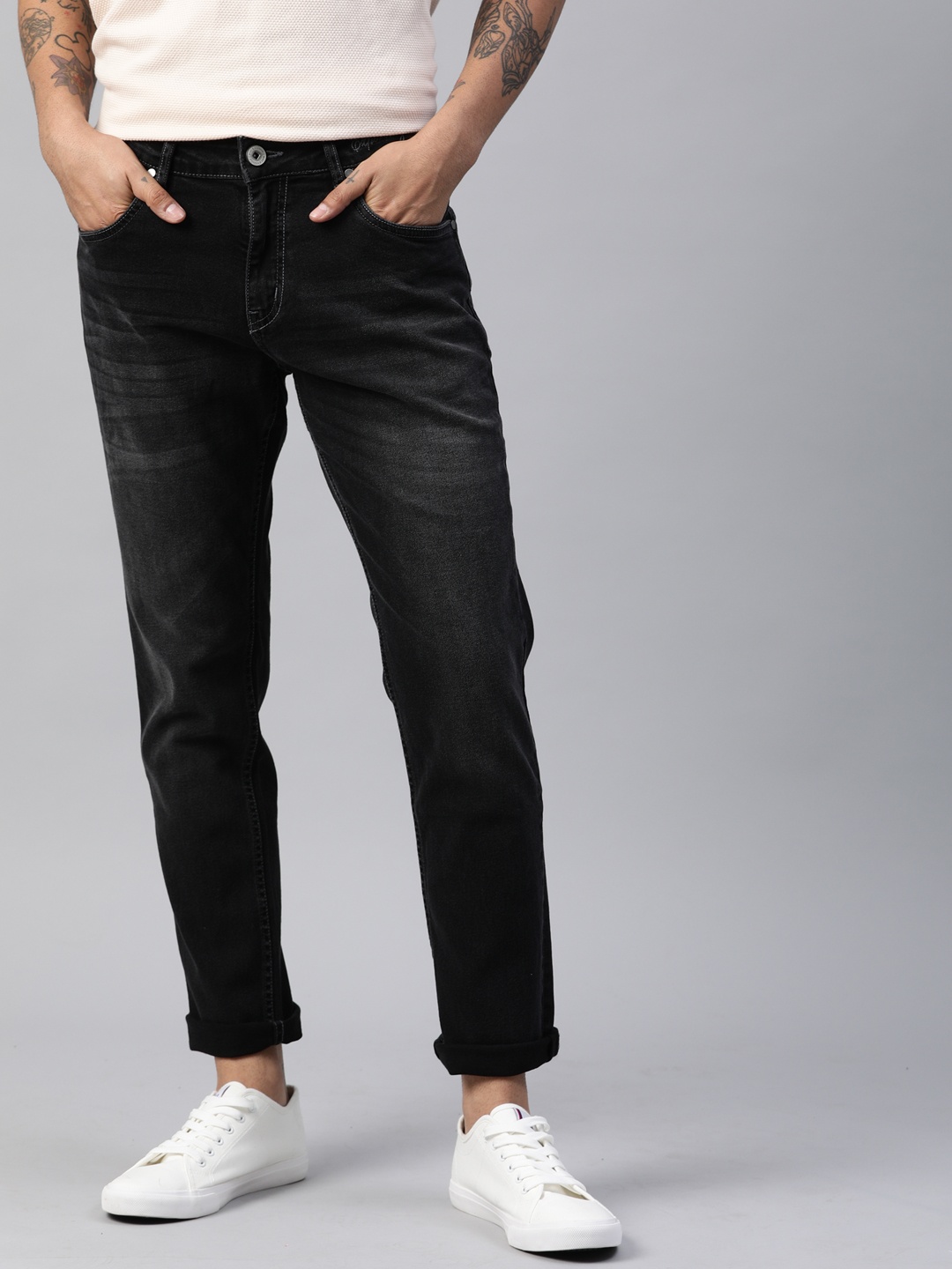 

Mast & Harbour Men Black Skinny Fit Mid-Rise Clean Look Jeans