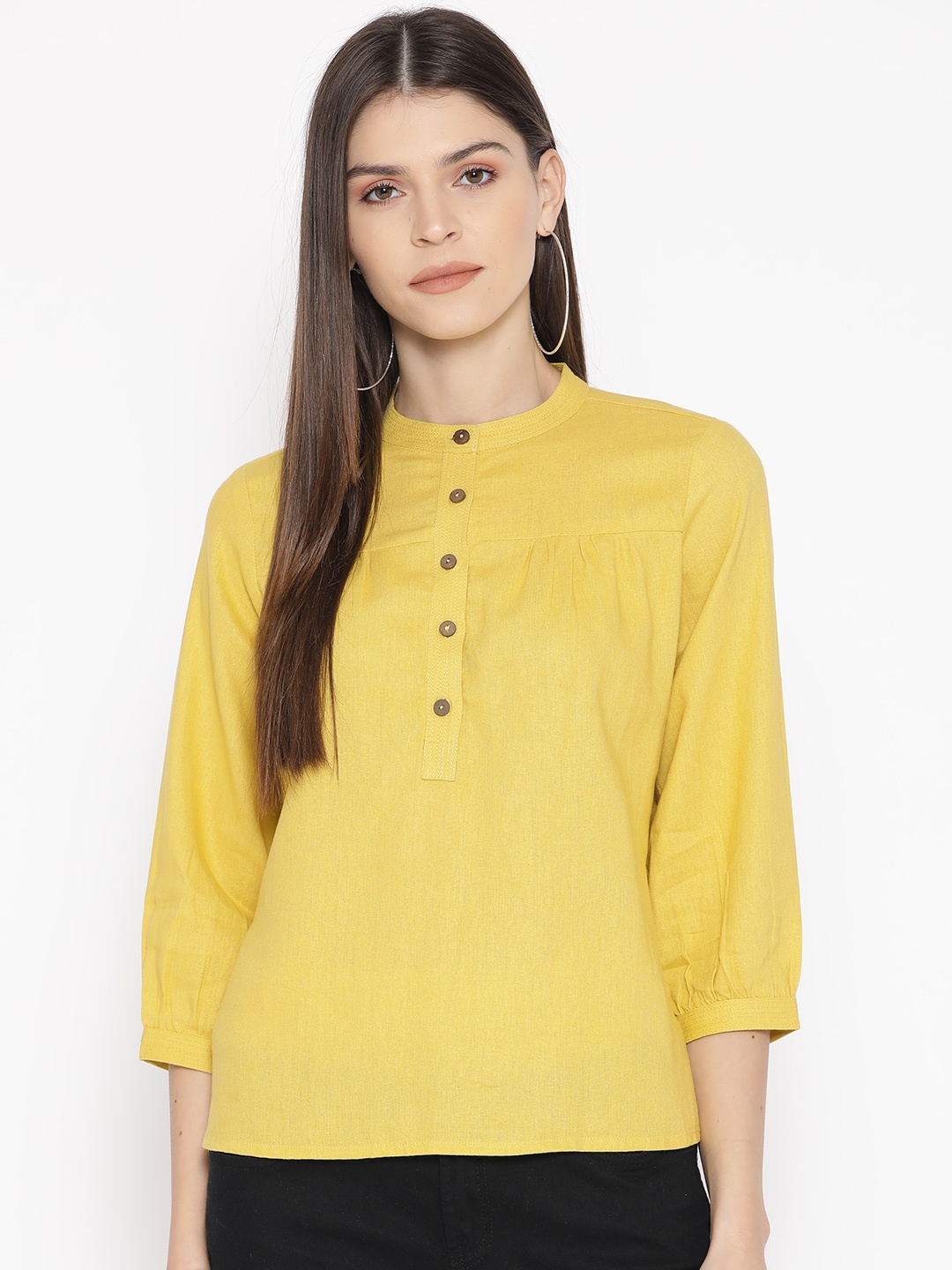 

AND Women Mustard Yellow Solid Top