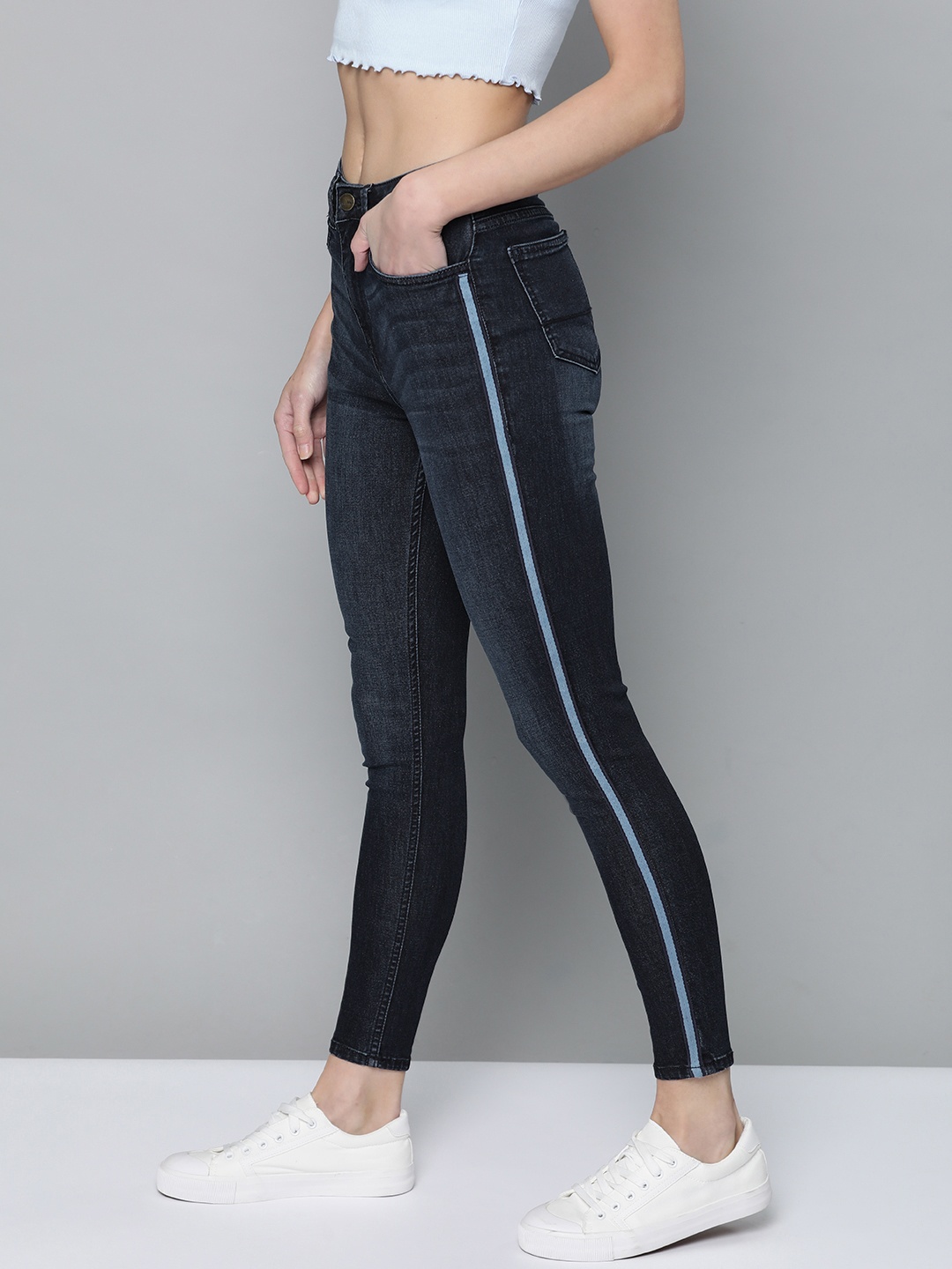 

Mast & Harbour Women Navy Blue Skinny Fit High-Rise Clean Look Stretchable Jeans