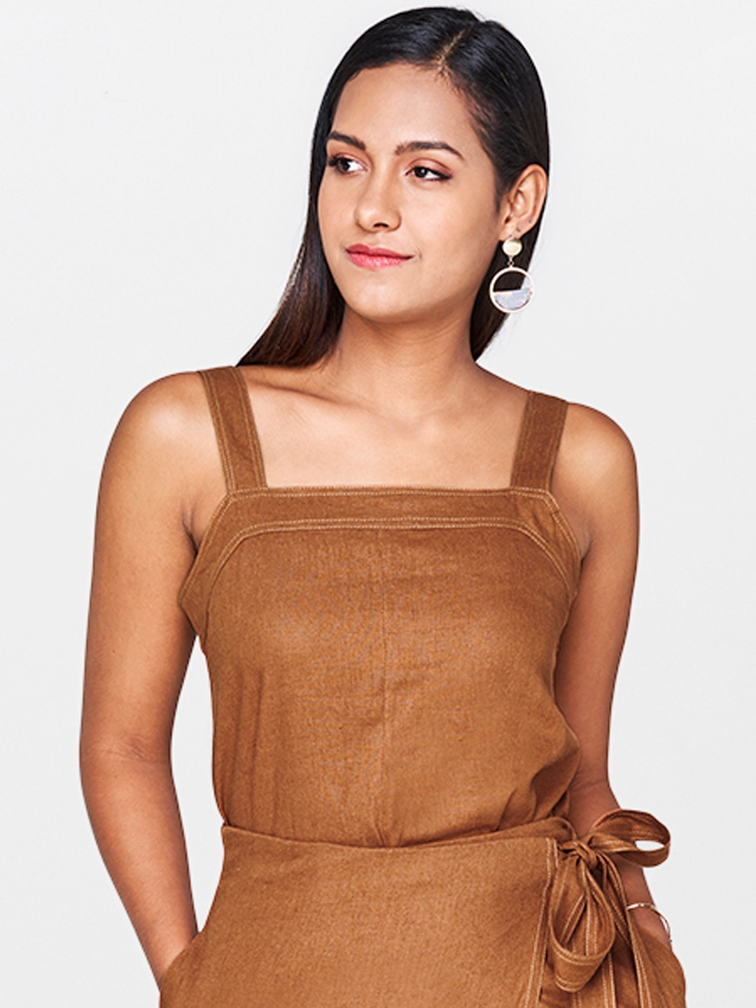 

AND Women Brown Solid Top