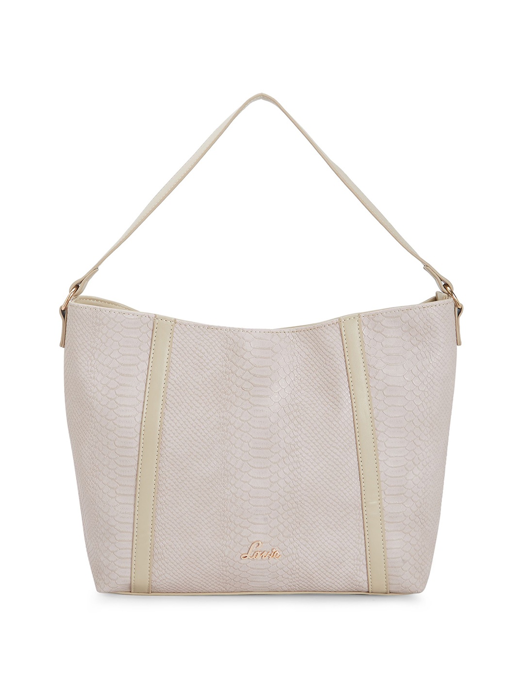 

Lavie Beige Animal Skin Textured Hobo Bag
