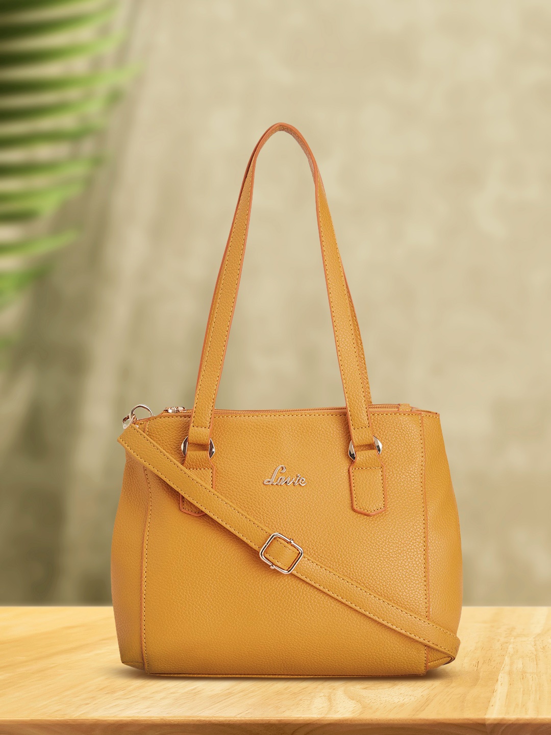 

Lavie Yellow Solid Tote Bag