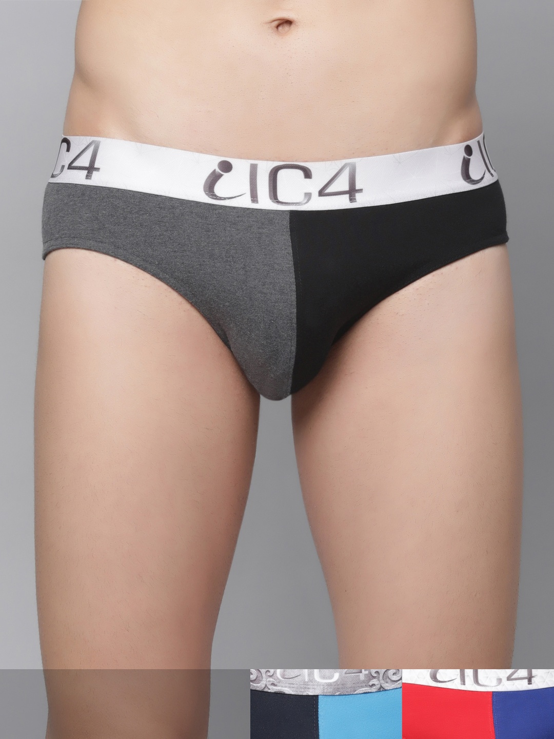 

IC4 Men Pack Of 3 Colourblocked Trico Briefs 0332P3, Blue