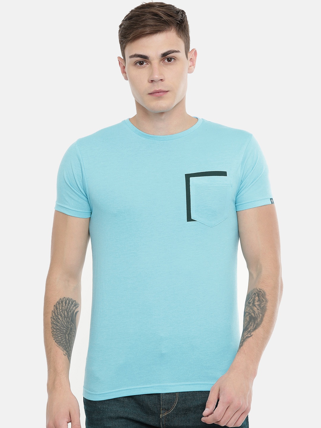 

Pepe Jeans Men Blue Solid Round Neck Slim Fit T-shirt