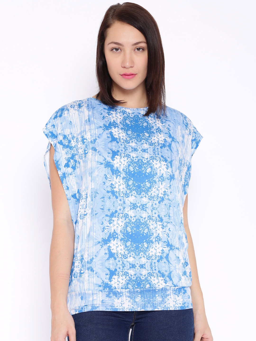 

AND Blue & White Printed Top