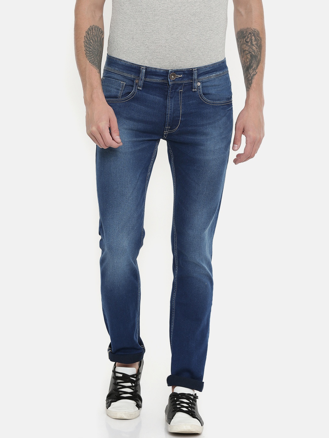 

Pepe Jeans Men Blue Boone Vapour Slim Fit Mid-Rise Clean Look Stretchable Jeans