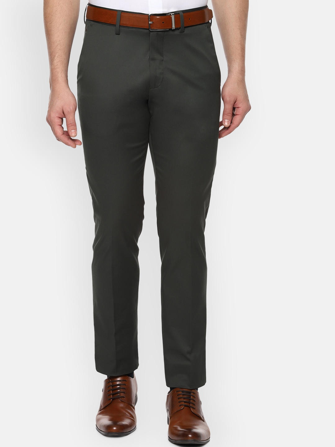 

Louis Philippe Men Olive Green Slim Fit Trousers