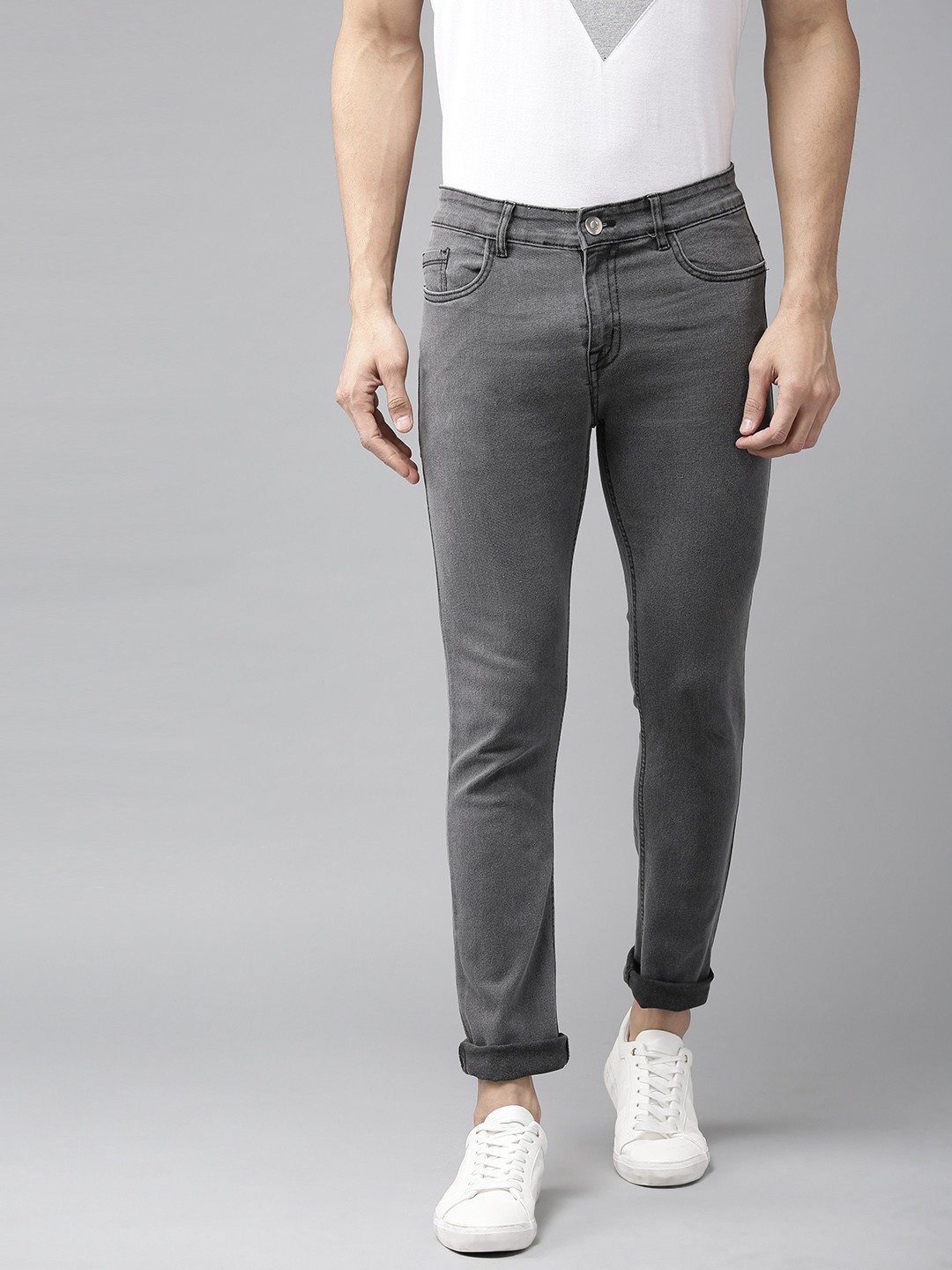 

Hubberholme Men Charcoal Grey Slim Fit Mid-Rise Clean Look Jeans