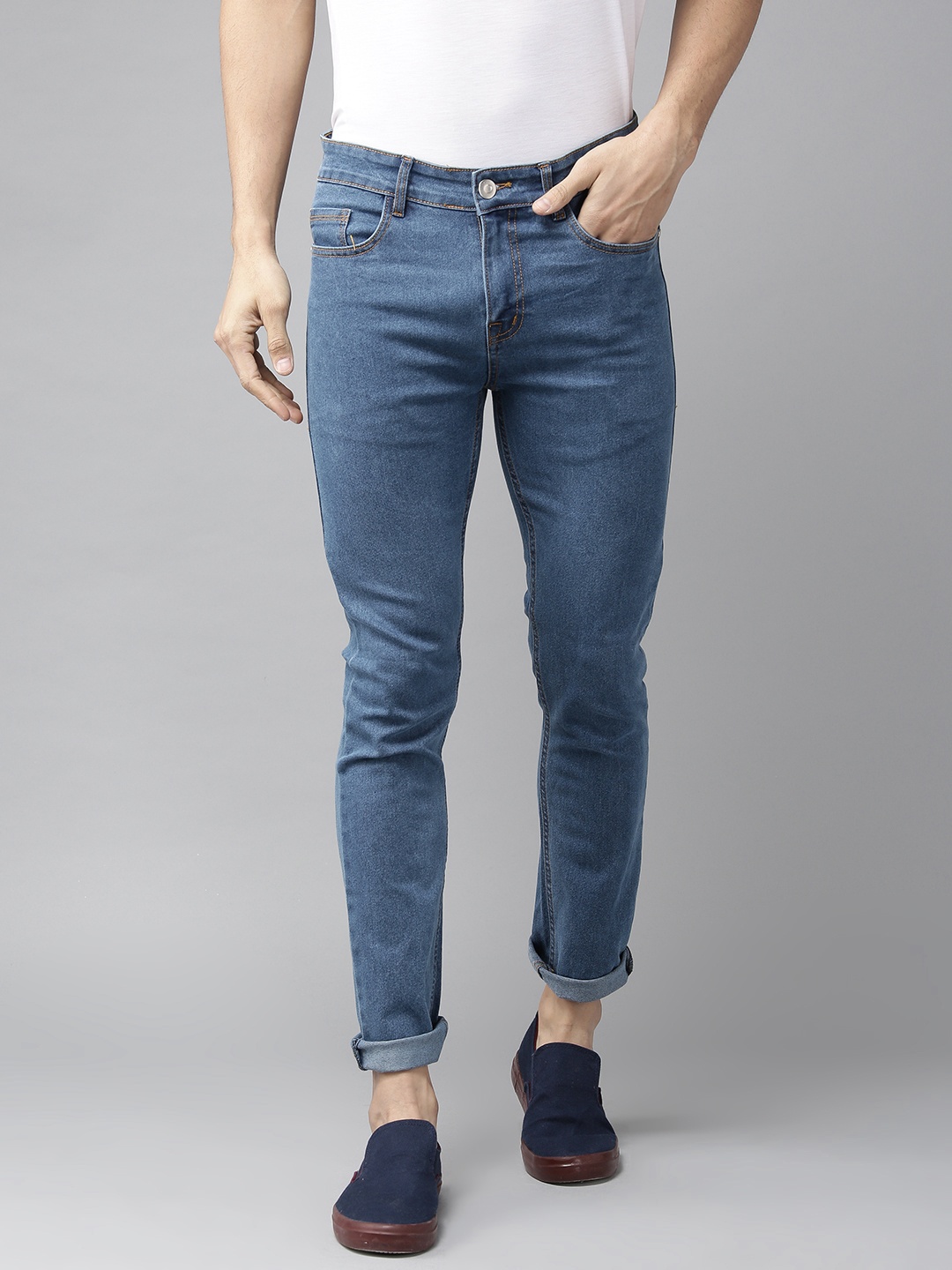

Hubberholme Men Navy Blue Slim Fit Mid-Rise Clean Look Jeans