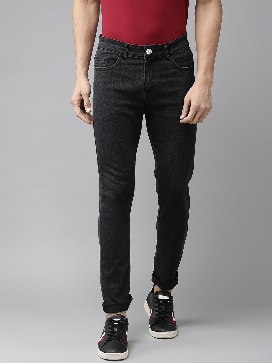 

Hubberholme Men Black Slim Fit Mid-Rise Clean Look Jeans