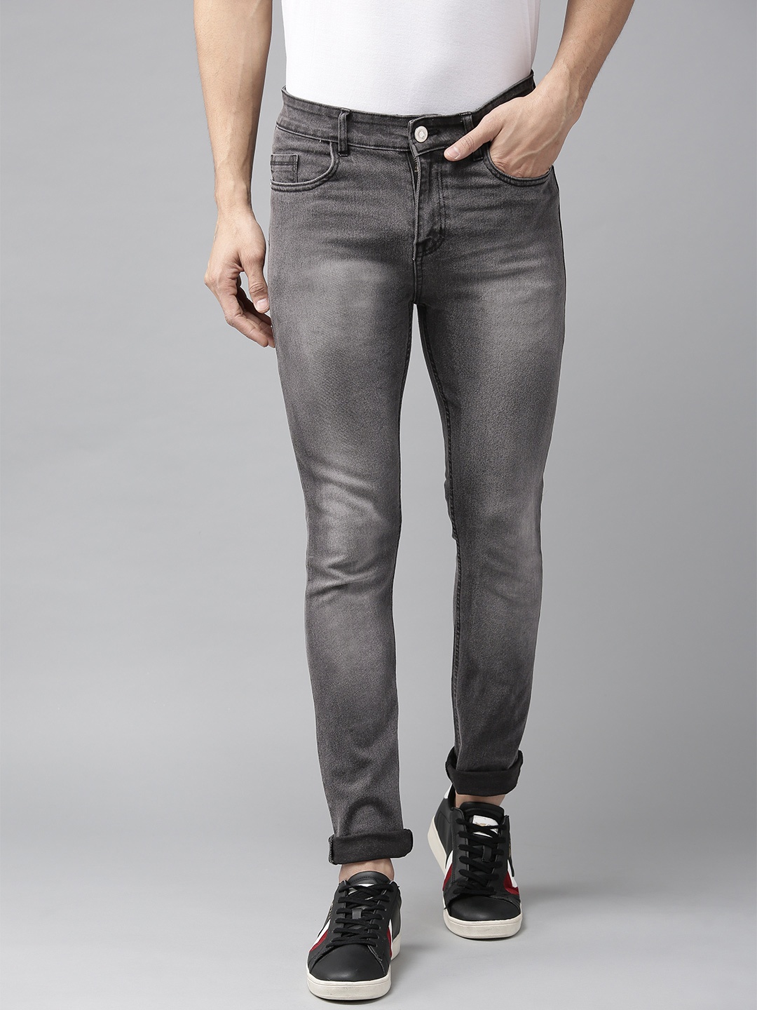 

Hubberholme Men Charcoal Grey Slim Fit Mid-Rise Clean Look Jeans