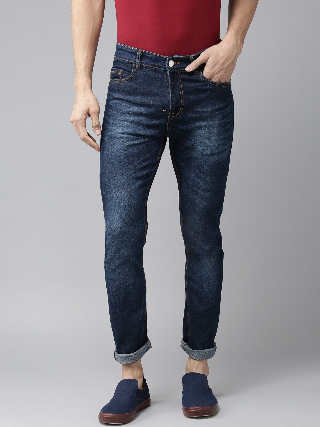 

Hubberholme Men Navy Blue Slim Fit Mid-Rise Clean Look Jeans