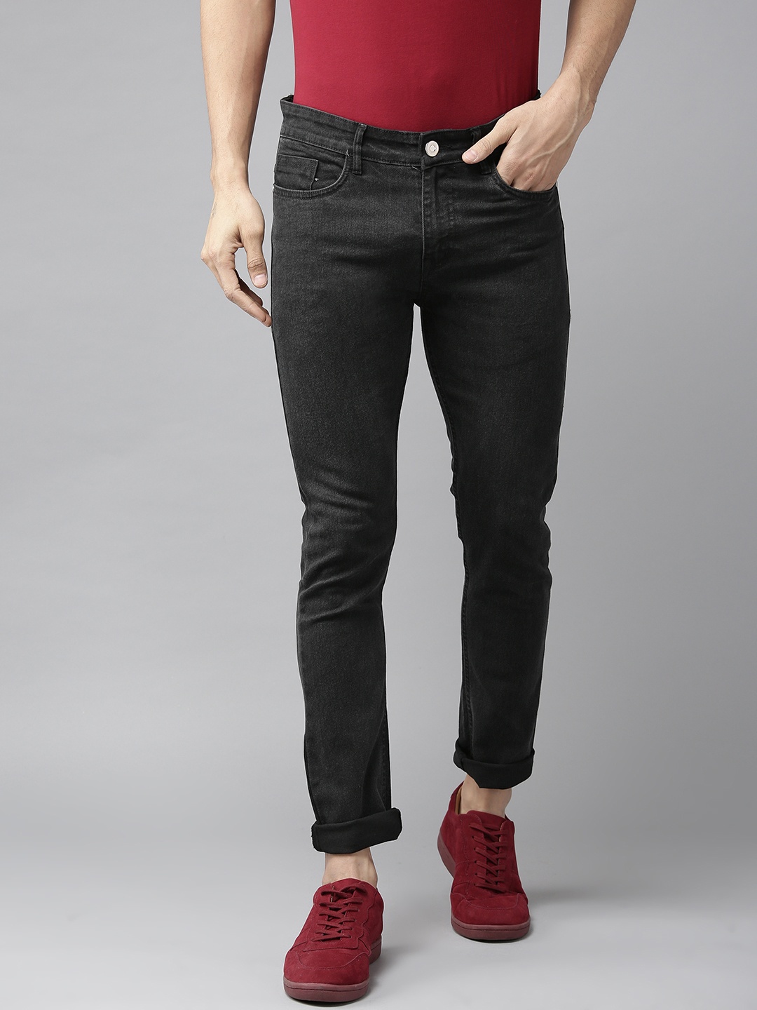 

Hubberholme Men Black Slim Fit Mid-Rise Clean Look Jeans