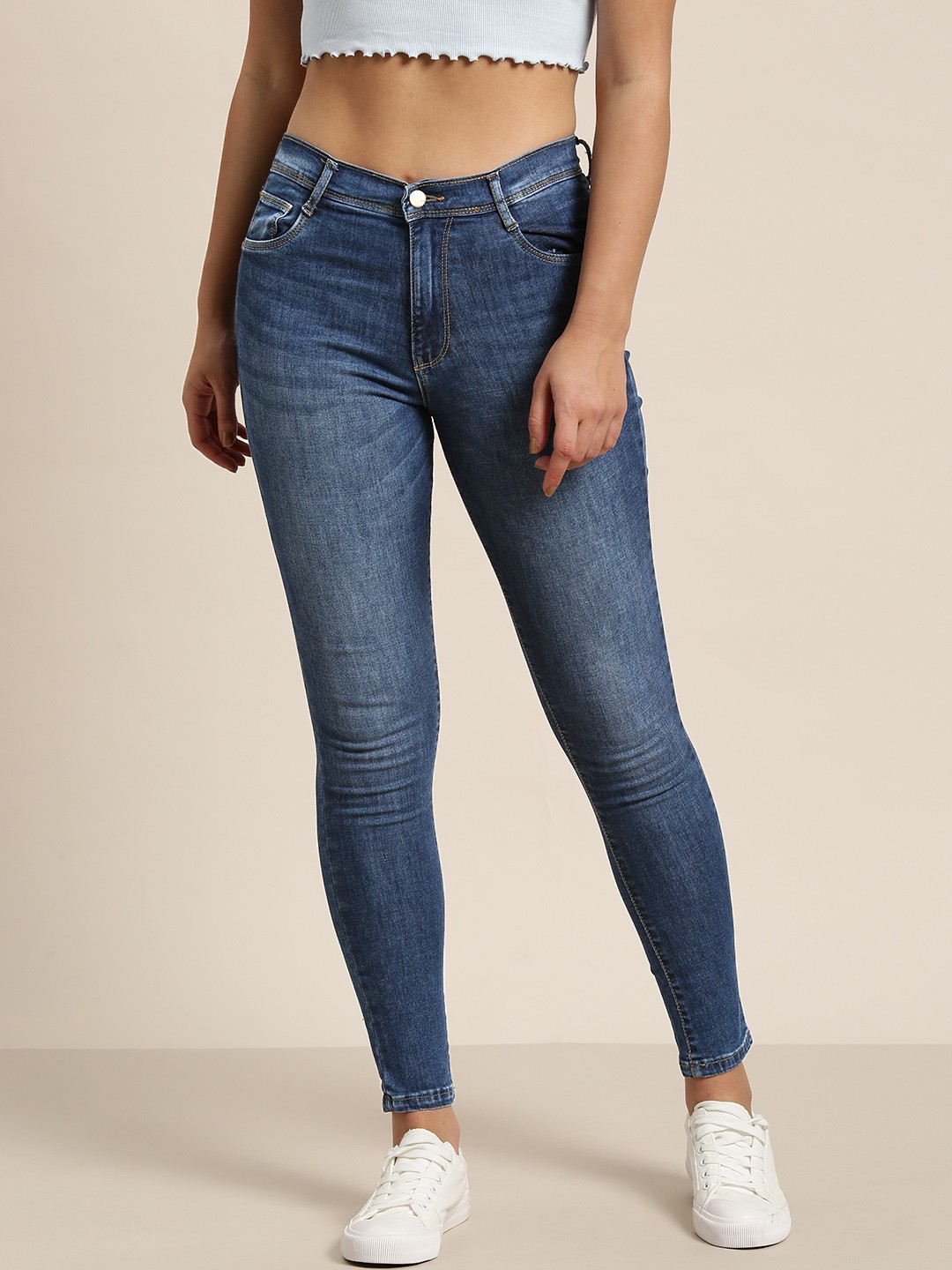 

Kraus Jeans Women K5040 Blue Super Skinny Fit Mid-Rise Clean Look Stretchable Jeans