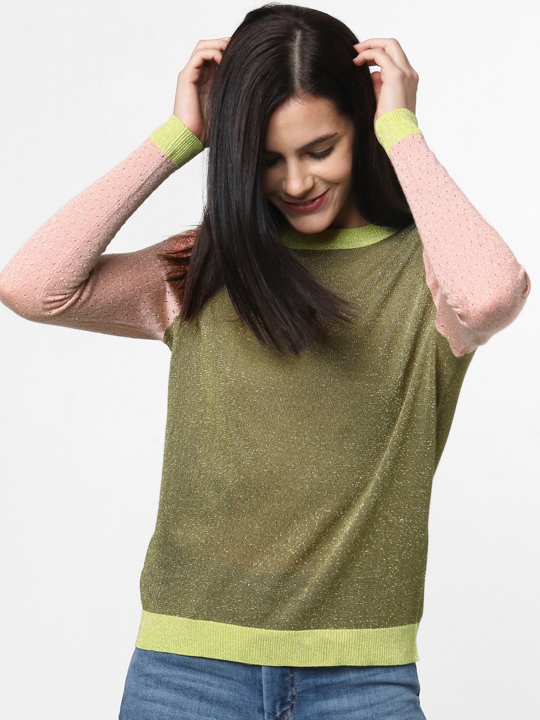 

ONLY Women Olive Green Solid Knitted Top