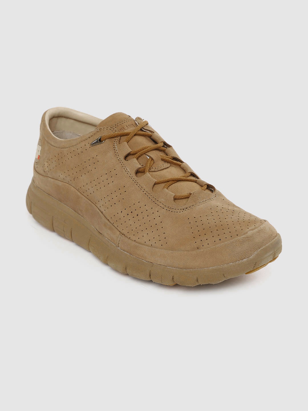 

Woodland Men Camel Brown Suede Perforated Sneakers