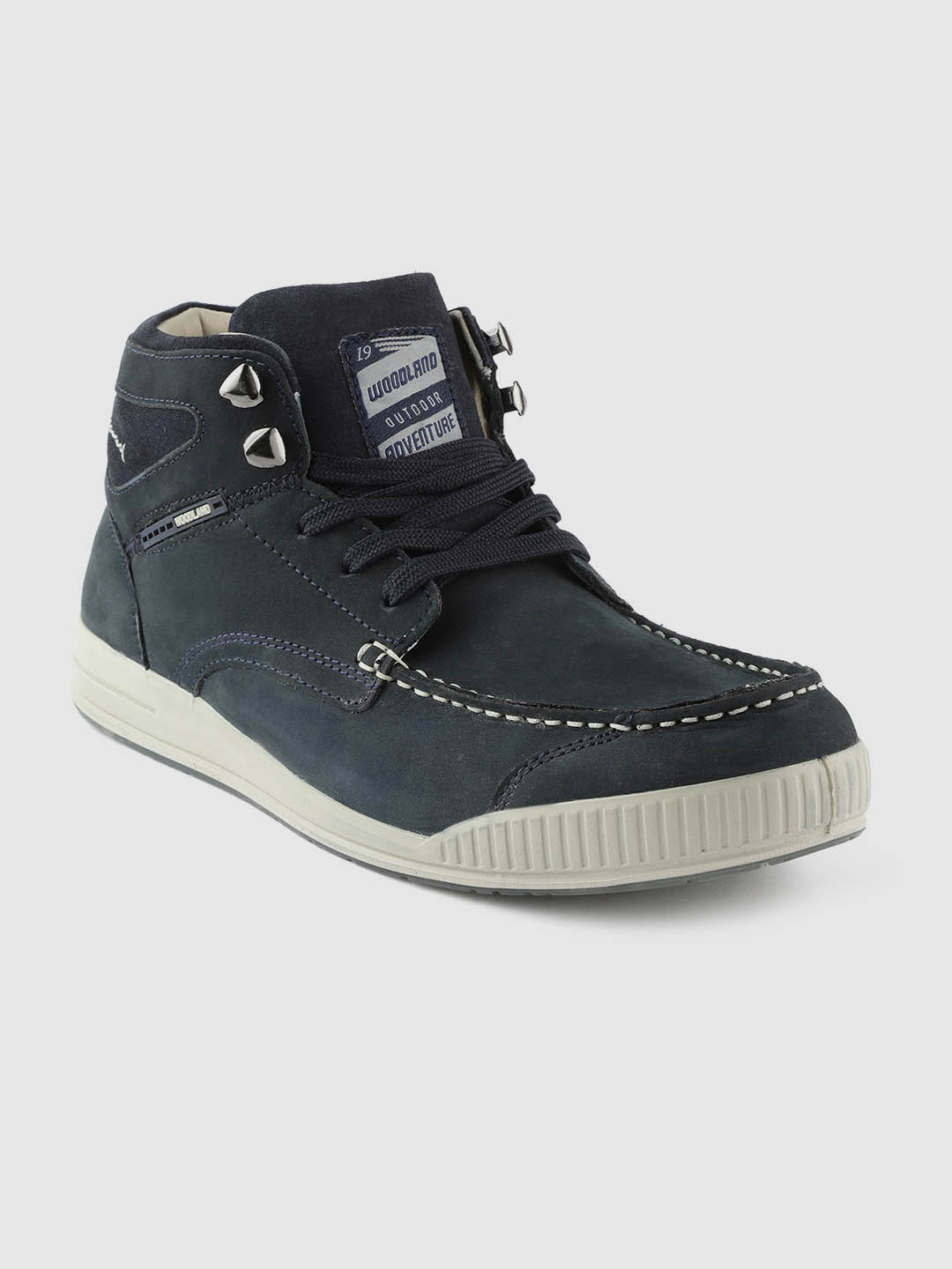

Woodland Men Navy Blue Solid Nubuck Mid-Top Sneakers