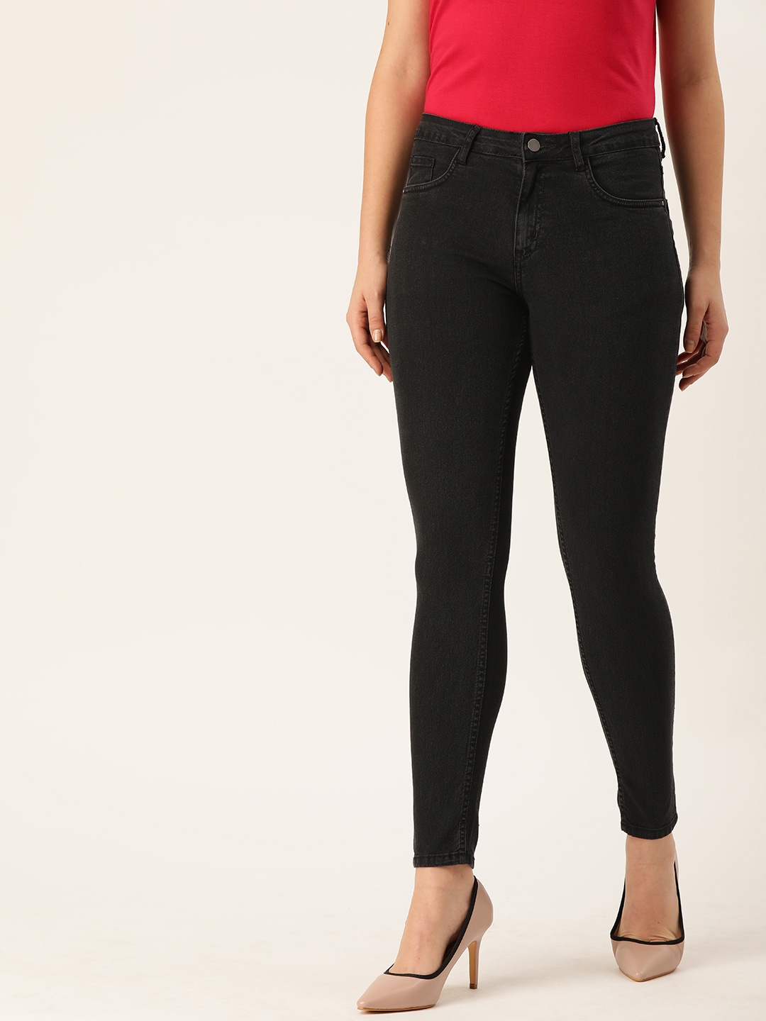 

DressBerry Women Black Skinny Fit Mid-Rise Clean Look Stretchable Jeans