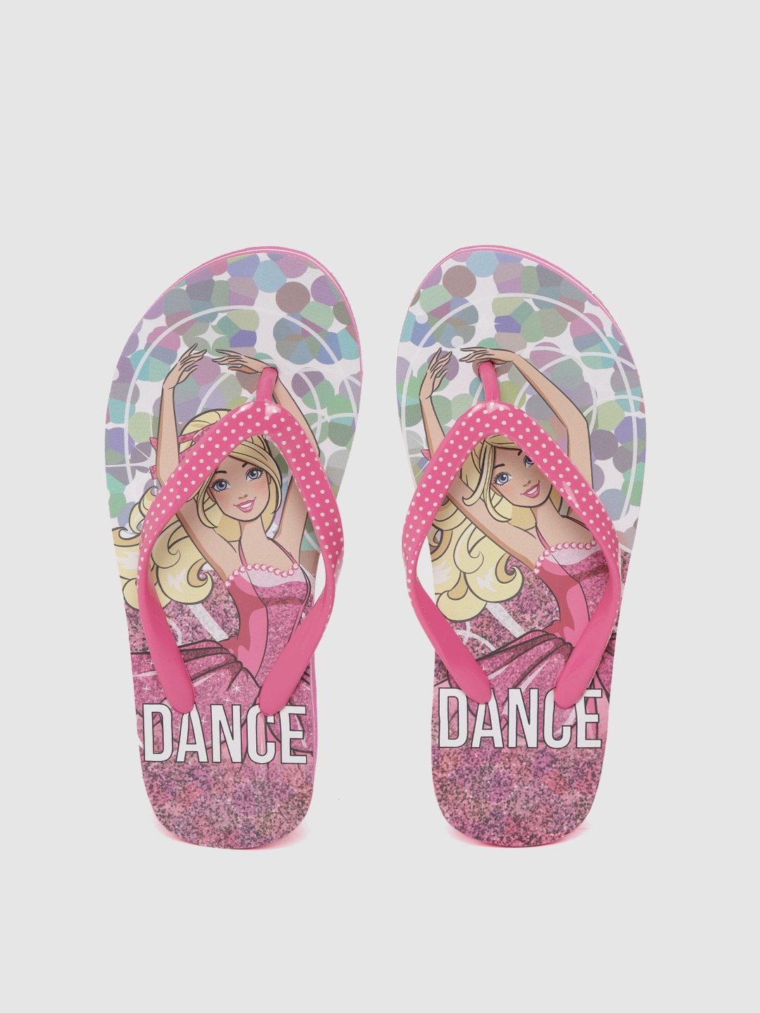 

toothless Girls Pink & Green Barbie Flatform Thong Flip-Flops