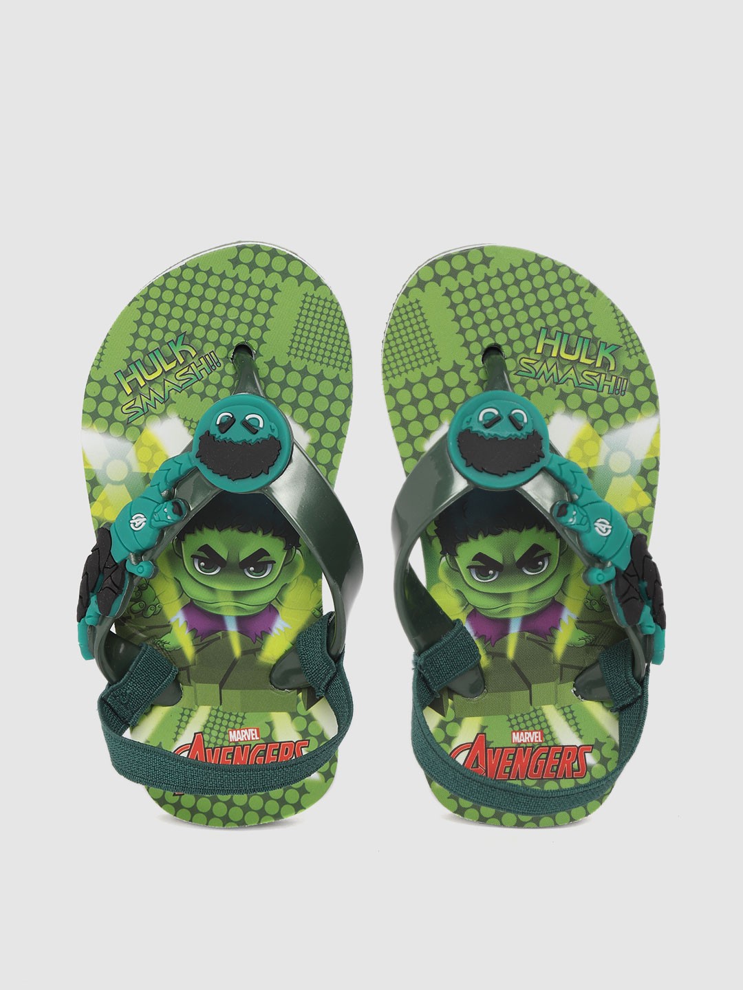 

toothless Boys Green & Black Marvel Avengers Hulk Printed Flip-Flops