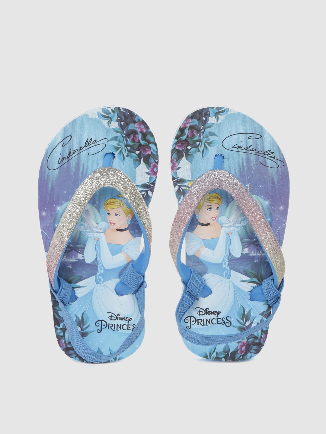 

toothless Girls Gold-Toned & Blue Printed Thong Flip-Flops
