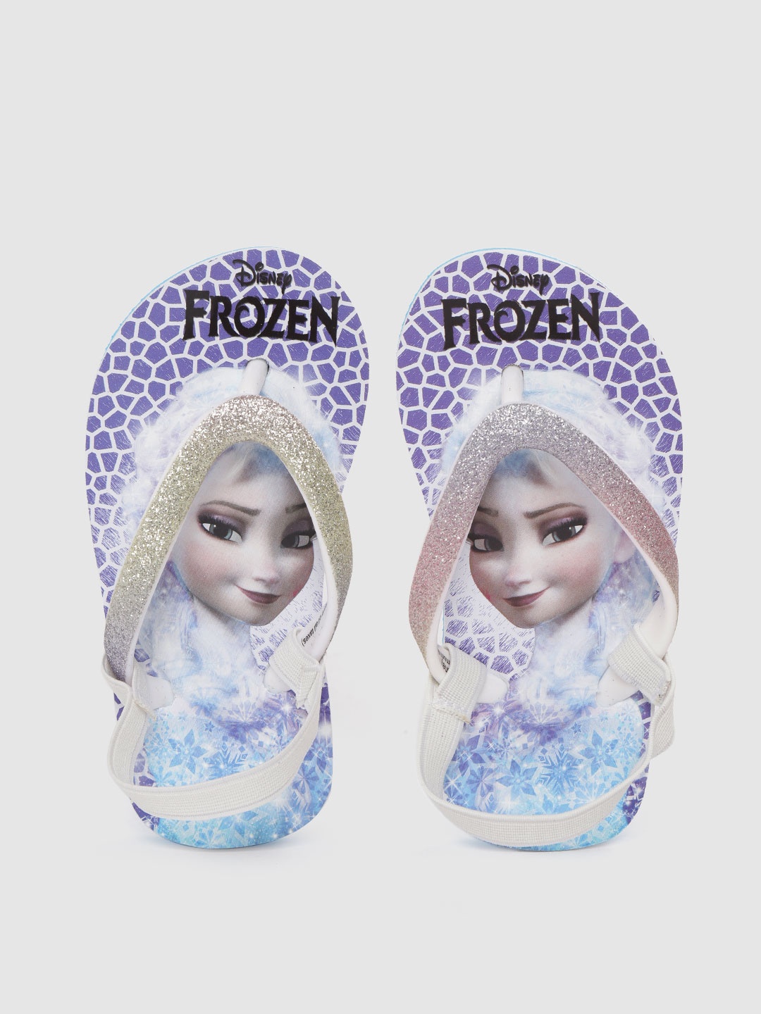 

toothless Girls Gold-Toned & Purple Frozen Printed Thong Flip-Flops